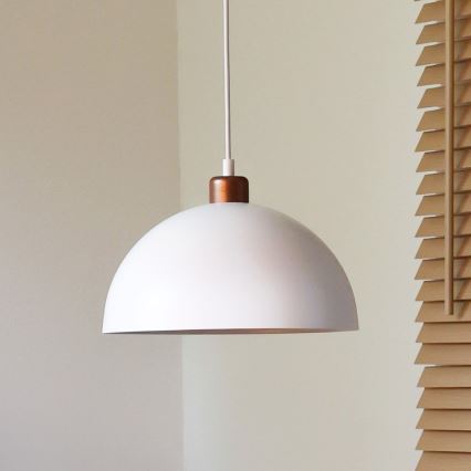 Duolla - Pakabinamas šviestuvas ant laido IRONLINE 1xE27/15W/230V, Ø 27 cm, balta/varinė