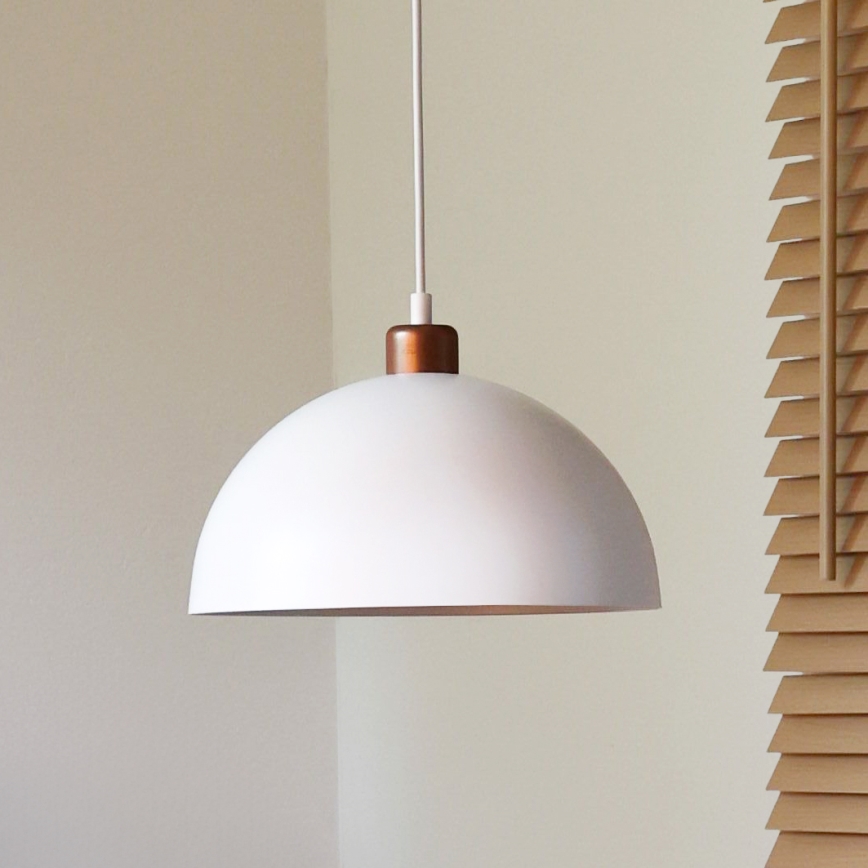 Duolla - Pakabinamas šviestuvas ant laido IRONLINE 1xE27/15W/230V, Ø 27 cm, balta/varinė