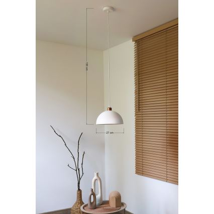 Duolla - Pakabinamas šviestuvas ant laido IRONLINE 1xE27/15W/230V, Ø 27 cm, balta/varinė