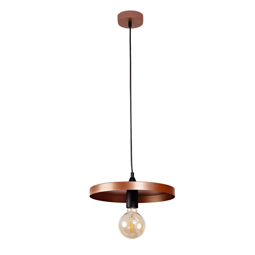 Duolla - pakabinamas šviestuvas su laidu IRONLINE 1xE27/15W/230V, skersmuo 30 cm, varinis/juodas