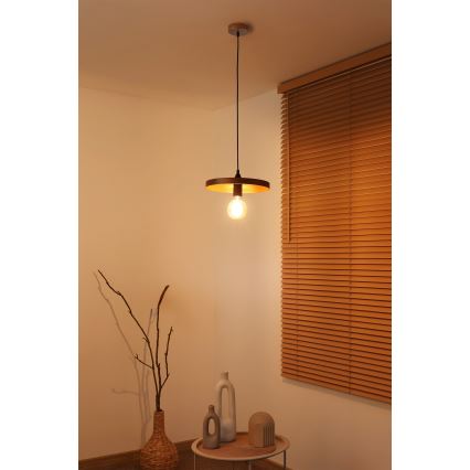 Duolla - pakabinamas šviestuvas su laidu IRONLINE 1xE27/15W/230V, skersmuo 30 cm, varinis/juodas