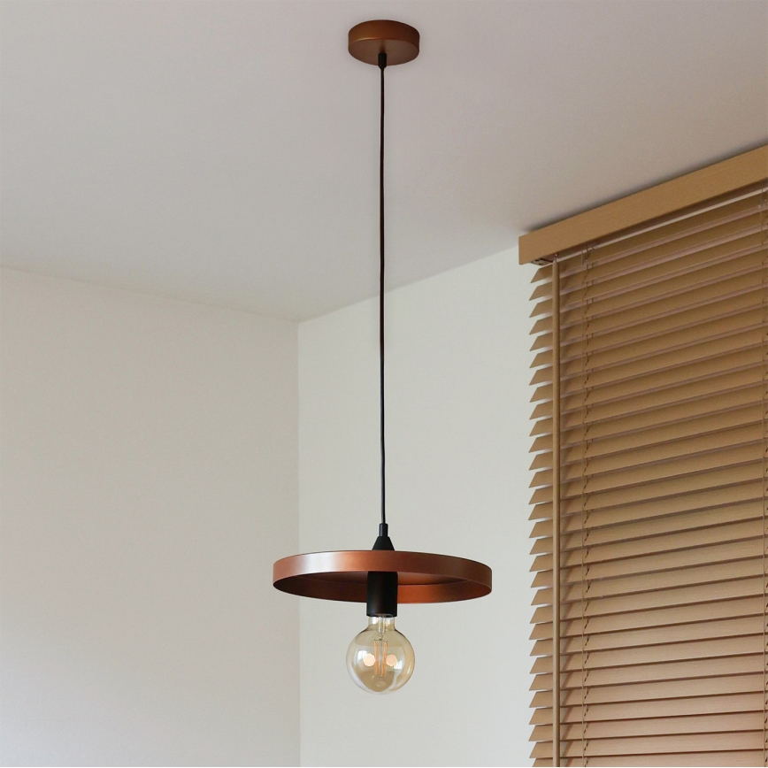 Duolla - pakabinamas šviestuvas su laidu IRONLINE 1xE27/15W/230V, skersmuo 30 cm, varinis/juodas