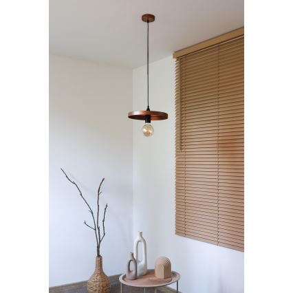 Duolla - pakabinamas šviestuvas su laidu IRONLINE 1xE27/15W/230V, skersmuo 30 cm, varinis/juodas