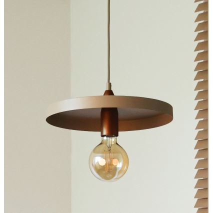 Duolla - Pakabinamas šviestuvas su laidu IRONLINE 1xE27/15W/230V Ø 30 cm smėlinė/varinė