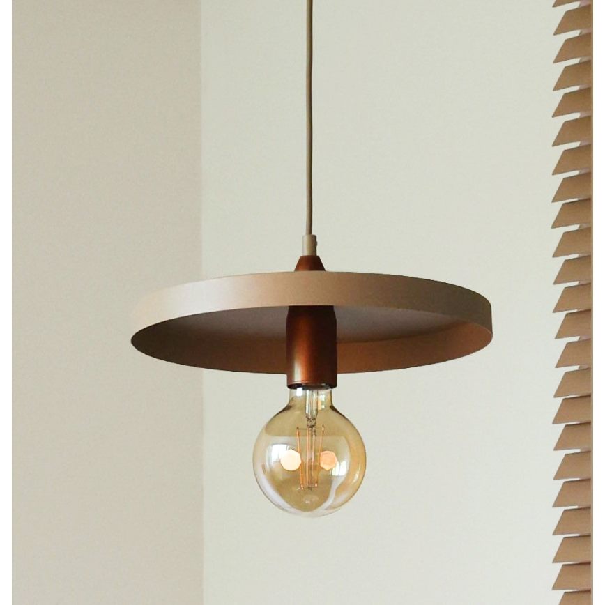 Duolla - Pakabinamas šviestuvas su laidu IRONLINE 1xE27/15W/230V Ø 30 cm smėlinė/varinė