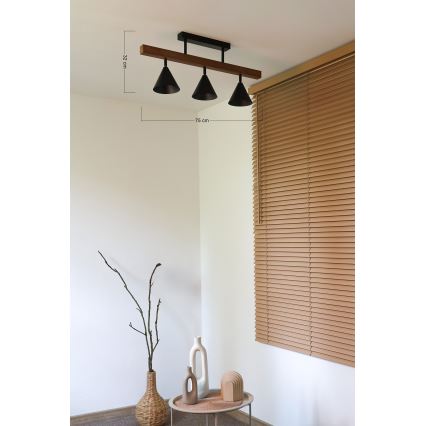 Duolla - Prigludęs lubinis šviestuvas IRONLINE 3xG9/3W/230V pušis/ąžuolas/juoda