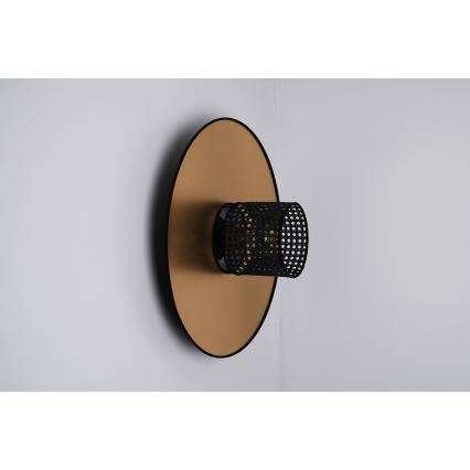 Duolla - Sieninis šviestuvas TOKYO RATTAN 1xE27/15W/230V diametras 50 cm auksas/juoda