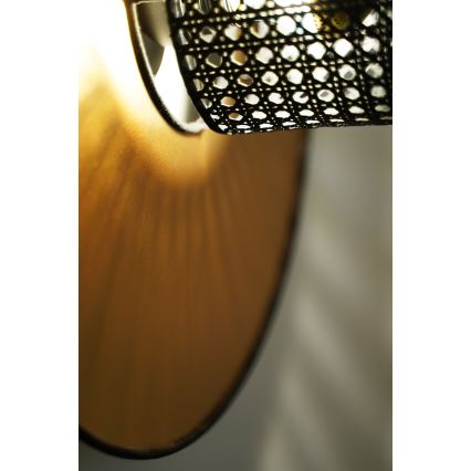 Duolla - Sieninis šviestuvas TOKYO RATTAN 1xE27/15W/230V diametras 50 cm auksas/juoda