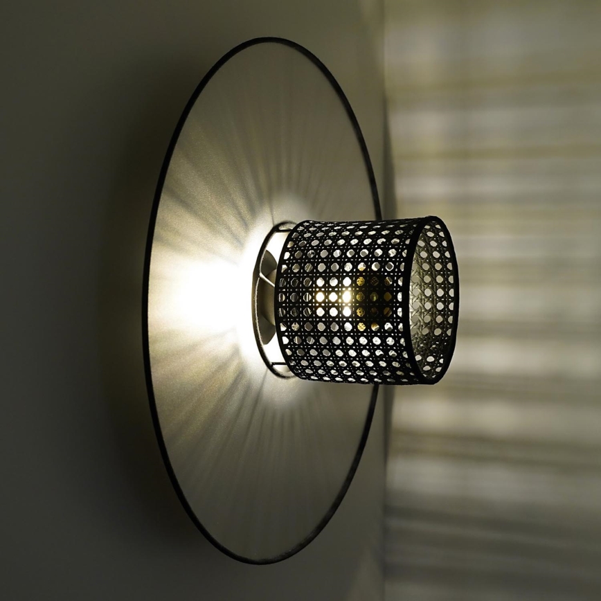 Duolla - Sieninis šviestuvas TOKYO RATTAN 1xE27/15W/230V diametras 50 cm sidabras/juoda