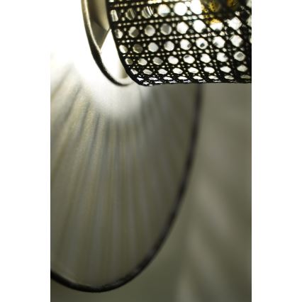 Duolla - Sieninis šviestuvas TOKYO RATTAN 1xE27/15W/230V diametras 50 cm sidabras/juoda
