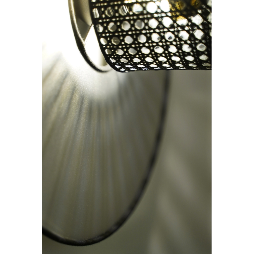 Duolla - Sieninis šviestuvas TOKYO RATTAN 1xE27/15W/230V diametras 50 cm sidabras/juoda