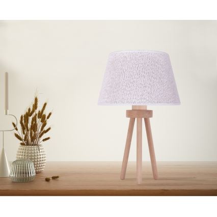 Duolla - Stalinis šviestuvas BOUCLE 1xE27/15W/230V diametras 28 cm balta/medis