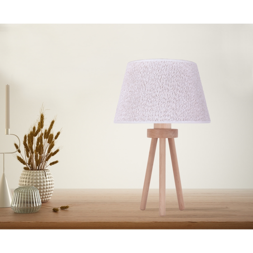 Duolla - Stalinis šviestuvas BOUCLE 1xE27/15W/230V diametras 28 cm balta/medis