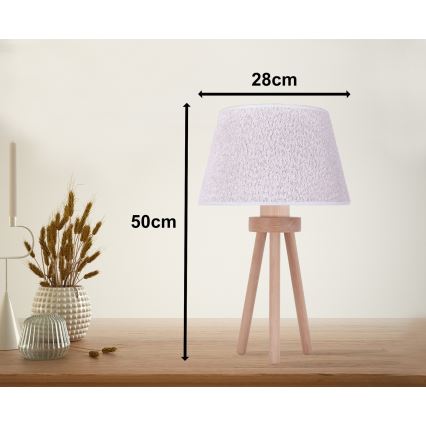 Duolla - Stalinis šviestuvas BOUCLE 1xE27/15W/230V diametras 28 cm balta/medis