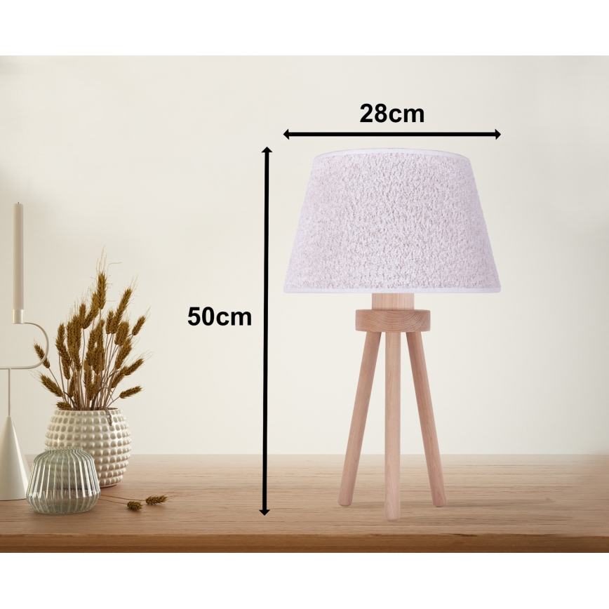 Duolla - Stalinis šviestuvas BOUCLE 1xE27/15W/230V diametras 28 cm balta/medis