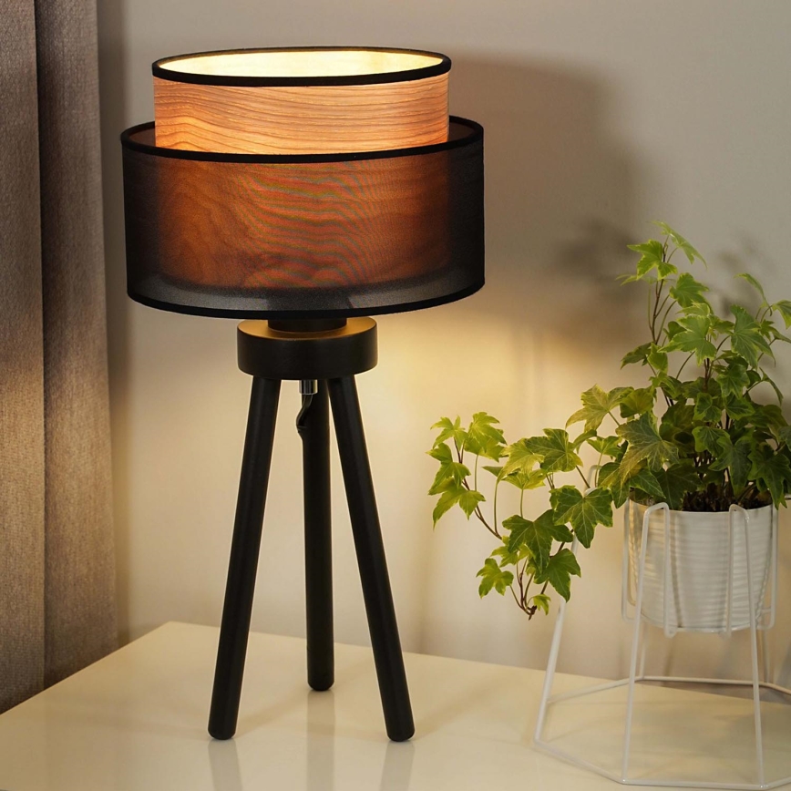 Duolla - Stalinis šviestuvas WOOD BOHO 1xE27/15W/230V diametras 25 cm juoda/smėlio spalva