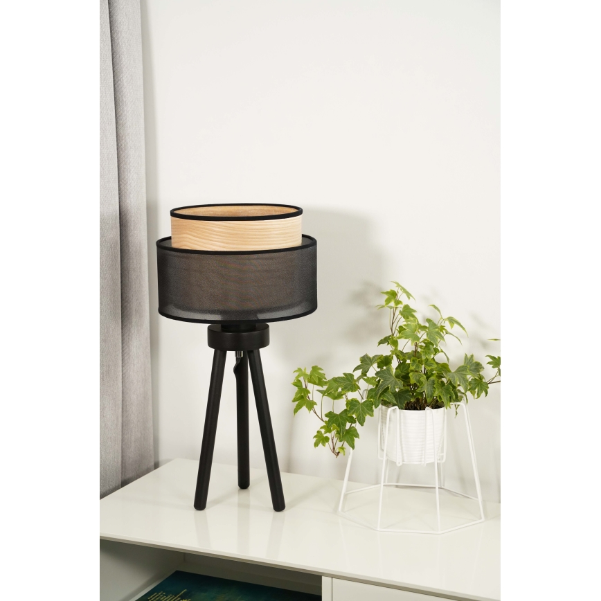 Duolla - Stalinis šviestuvas WOOD BOHO 1xE27/15W/230V diametras 25 cm juoda/smėlio spalva