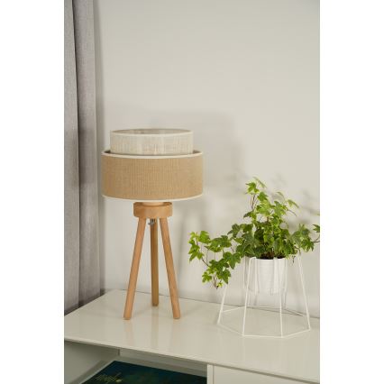 Duolla - Stalinis šviestuvas YUTE BOHO 1xE27/15W/230V diametras 25 cm ruda/kreminė