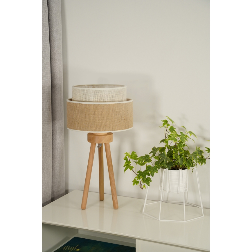 Duolla - Stalinis šviestuvas YUTE BOHO 1xE27/15W/230V diametras 25 cm ruda/kreminė