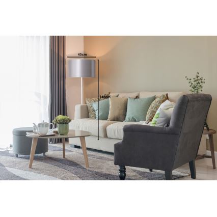 Duolla - Stojací  lempa CANNES 1xE27/15W/230V diametras 45 cm sidabras/balta
