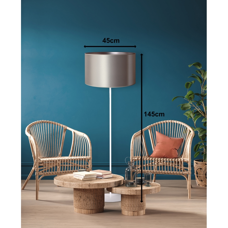 Duolla - Toršeras CANNES 1xE27/15W/230V diametras 45 cm sidabras/balta