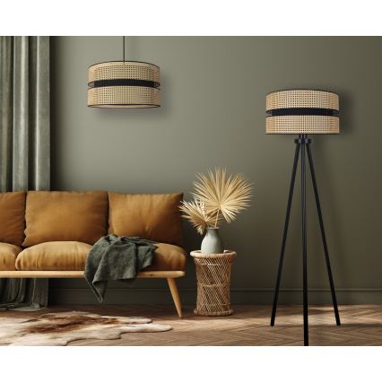 Duolla - Toršeras DUO 1xE27/15W/230V diametras 40 cm rotangas/juoda