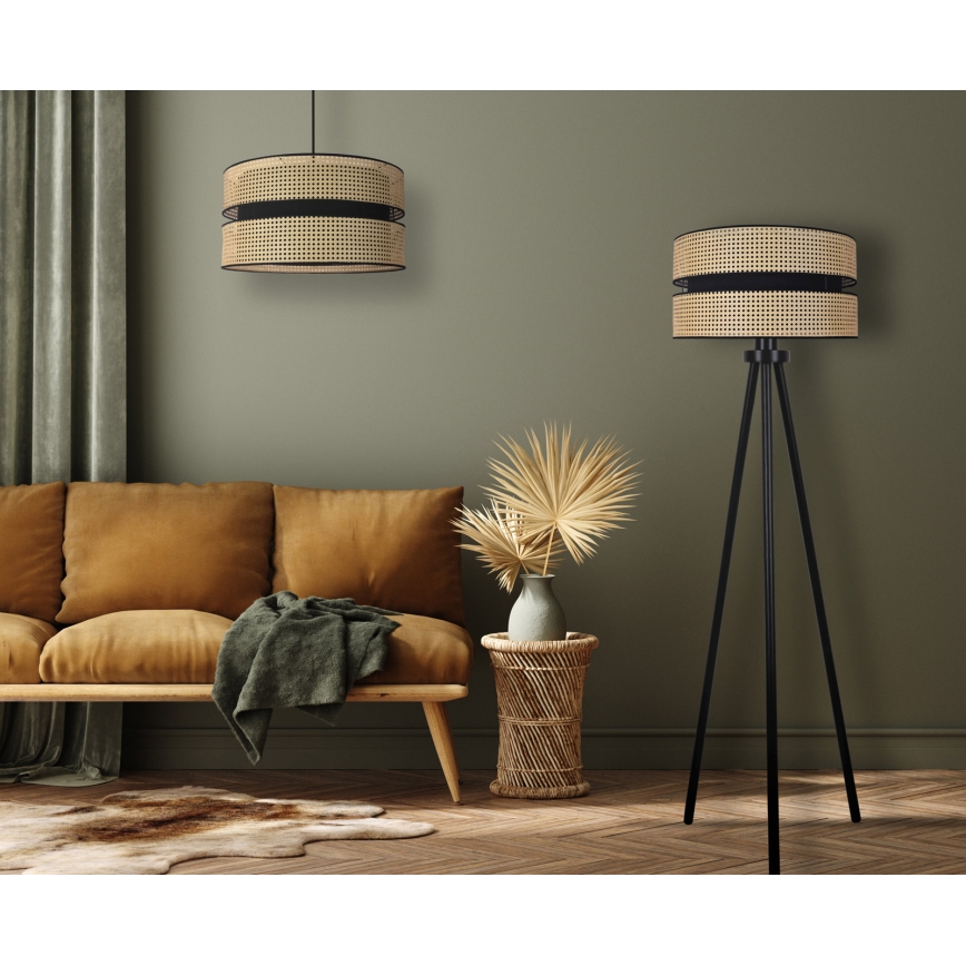 Duolla - Toršeras DUO 1xE27/15W/230V diametras 40 cm rotangas/juoda