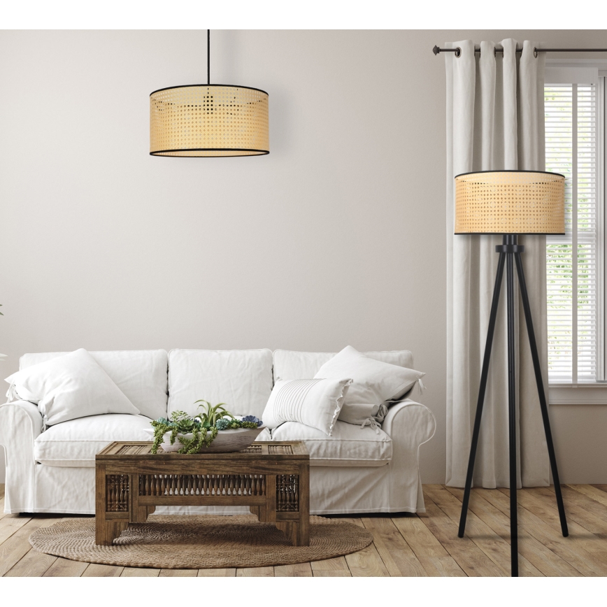 Duolla - Toršeras ROLLER 1xE27/15W/230V diametras 45 cm rotangas/juoda