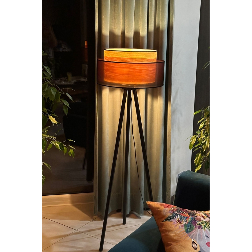 Duolla - Toršeras WOOD BOHO 1xE27/15W/230V diametras 45 cm juoda/smėlio spalva