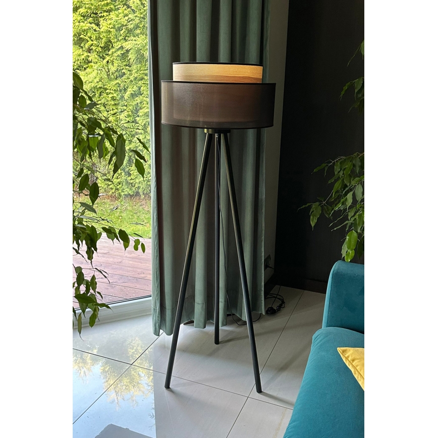 Duolla - Toršeras WOOD BOHO 1xE27/15W/230V diametras 45 cm juoda/smėlio spalva