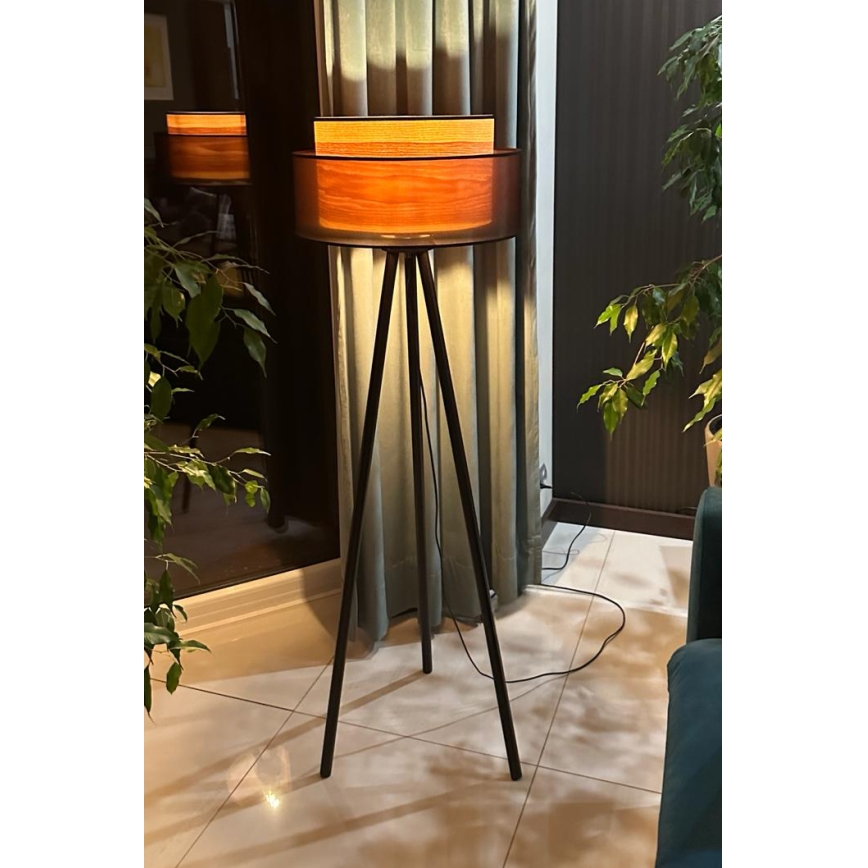 Duolla - Toršeras WOOD BOHO 1xE27/15W/230V diametras 45 cm juoda/smėlio spalva