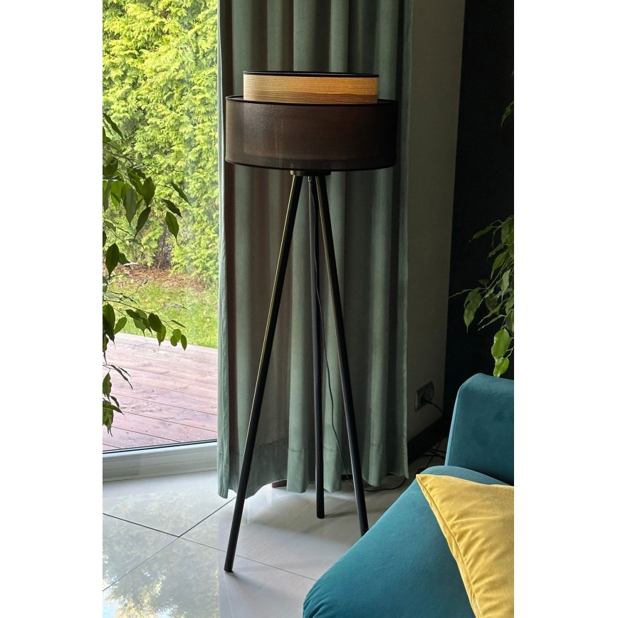 Duolla - Toršeras WOOD BOHO 1xE27/15W/230V diametras 45 cm juoda/smėlio spalva