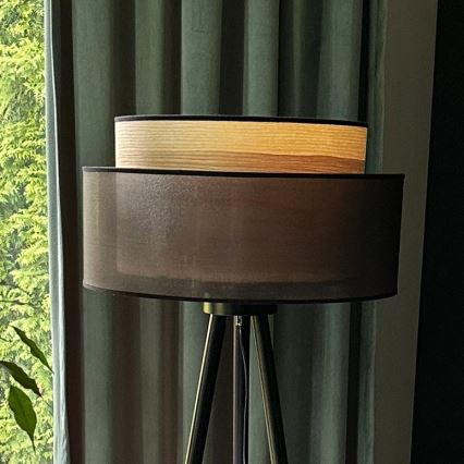 Duolla - Toršeras WOOD BOHO 1xE27/15W/230V diametras 45 cm juoda/smėlio spalva