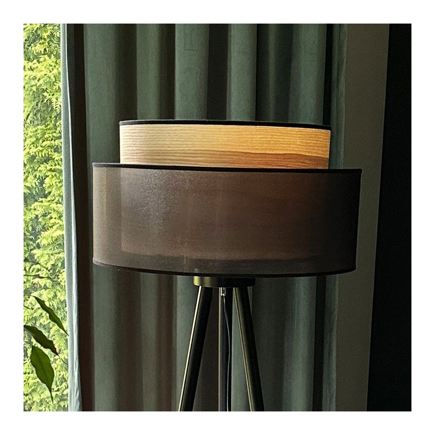 Duolla - Toršeras WOOD BOHO 1xE27/15W/230V diametras 45 cm juoda/smėlio spalva