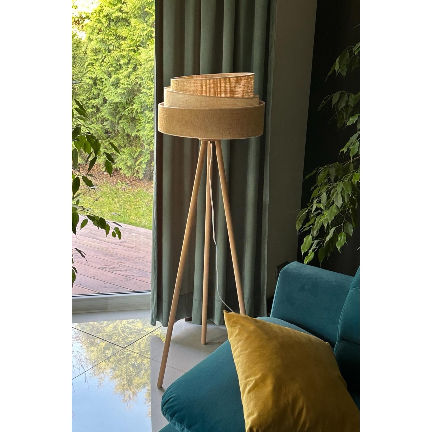 Duolla - Toršeras YUTE TRIO 1xE27/15W/230V diametras 45 cm ruda/pilka/smėlio spalva
