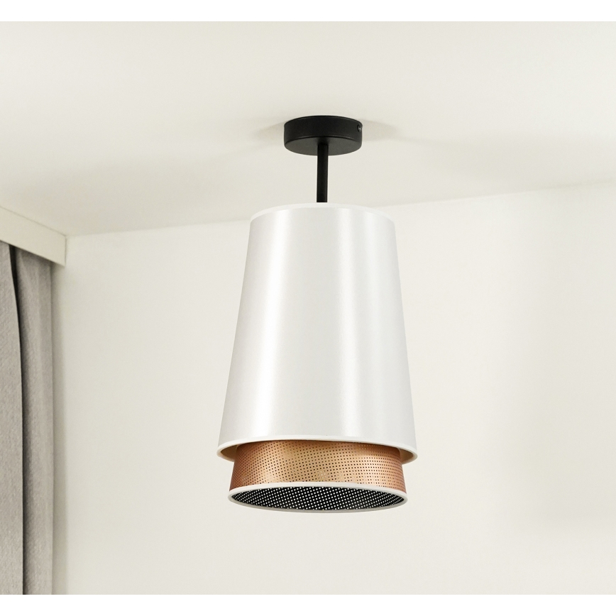 Duolla - Tvirtinamas sietynas BELL SHINY 1xE27/15W/230V diametras 25 cm balta/varis