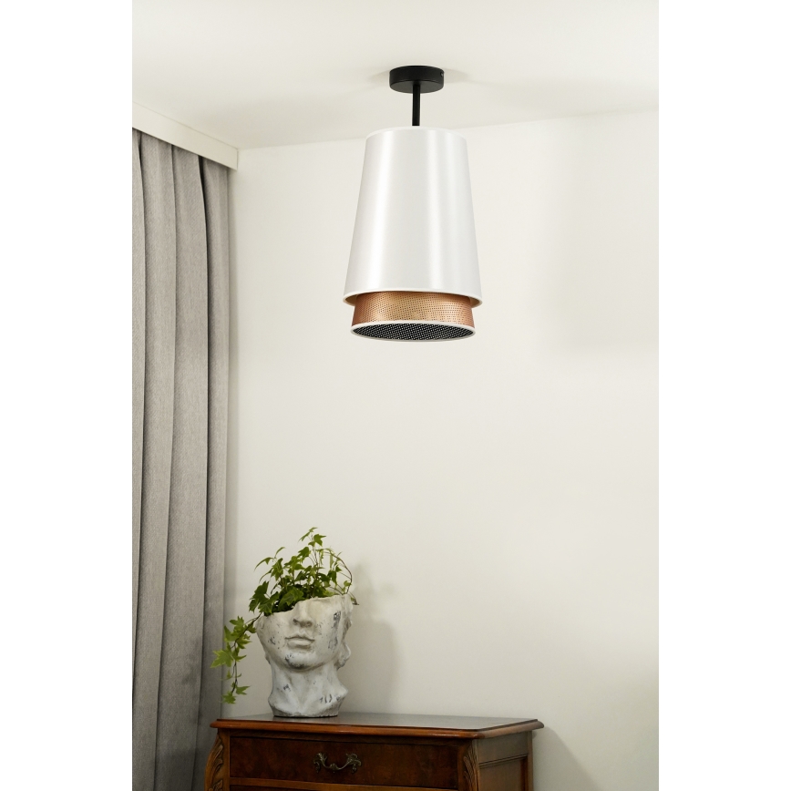 Duolla - Tvirtinamas sietynas BELL SHINY 1xE27/15W/230V diametras 25 cm balta/varis