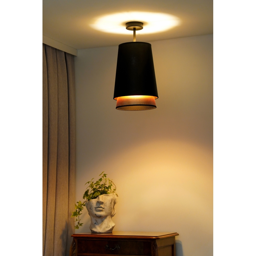 Duolla - Tvirtinamas sietynas BELL SHINY 1xE27/15W/230V diametras 25 cm juoda/varis