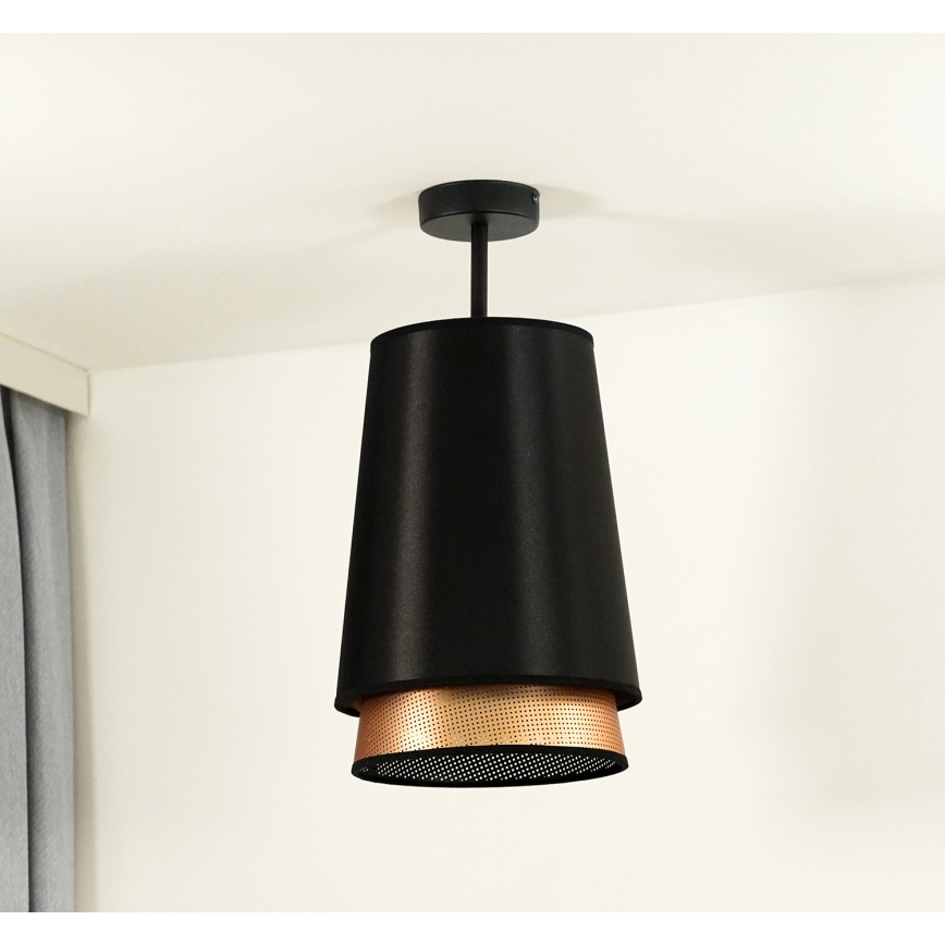 Duolla - Tvirtinamas sietynas BELL SHINY 1xE27/15W/230V diametras 25 cm juoda/varis