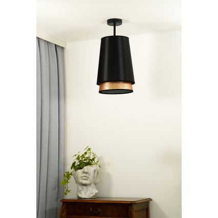 Duolla - Tvirtinamas sietynas BELL SHINY 1xE27/15W/230V diametras 25 cm juoda/varis