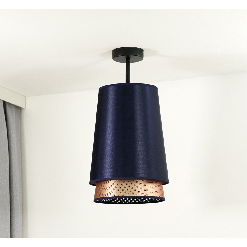 Duolla - Tvirtinamas sietynas BELL SHINY 1xE27/15W/230V diametras 25 cm mėlyna/varis