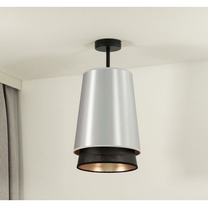 Duolla - Tvirtinamas sietynas BELL SHINY 1xE27/15W/230V diametras 25 cm sidabras/juoda
