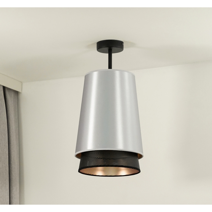 Duolla - Tvirtinamas sietynas BELL SHINY 1xE27/15W/230V diametras 25 cm sidabras/juoda