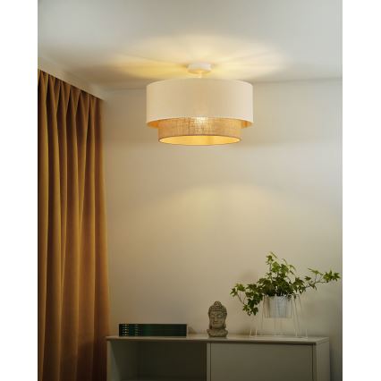 Duolla - Tvirtinamas sietynas BOHO 1xE27/15W/230V diametras 45 cm kreminė/ruda
