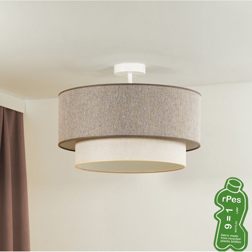 Duolla - Tvirtinamas sietynas BOHO ECO RECYCLING 1xE27/15W/230V diametras 45 cm ruda/kreminė