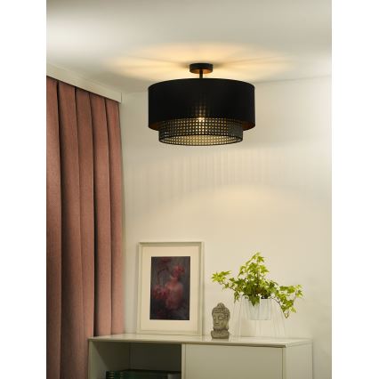 Duolla - Tvirtinamas sietynas BOHO RATTAN 1xE27/15W/230V diametras 45 cm juoda