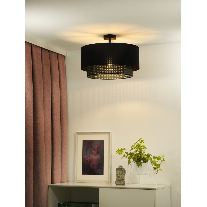 Duolla - Tvirtinamas sietynas BOHO RATTAN 1xE27/15W/230V diametras 45 cm juoda