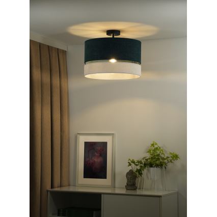 Duolla - Tvirtinamas sietynas DOUBLE 1xE27/15W/230V diametras 40 cm žalia/pilka