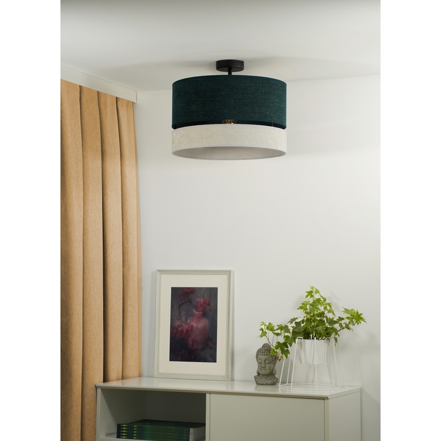 Duolla - Tvirtinamas sietynas DOUBLE 1xE27/15W/230V diametras 40 cm žalia/pilka