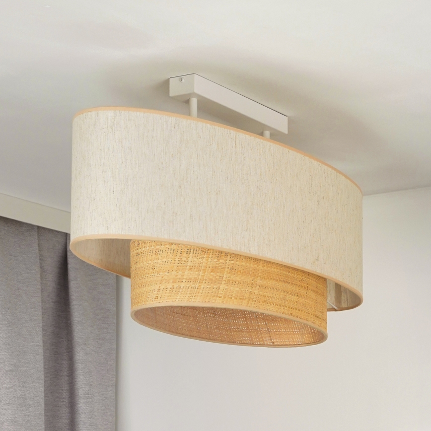 Duolla - Tvirtinamas sietynas DOUBLE OVAL NATURE 2xE27/15W/230V kreminė/smėlio spalva